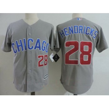 Men's Chicago Cubs #28 Kyle Hendricks Gray Road with Small Number Stitched MLB Majestic Cool Base Jersey