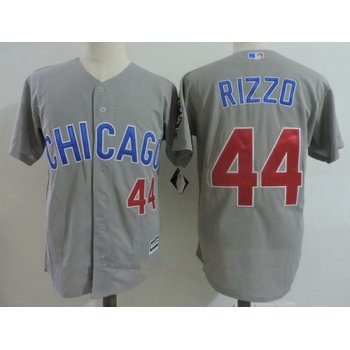 Men's Chicago Cubs #44 Anthony Rizzo Gray Road with Small Number Stitched MLB Majestic Cool Base Jersey