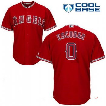 Men's Los Angeles Angels of Anaheim #0 Yunel Escobar Red Alternate Stitched MLB Majestic Cool Base Jersey