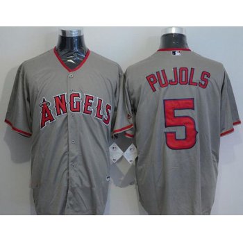 Men's Los Angeles Angels of Anaheim #5 Albert Pujols Gray Road Stitched MLB Majestic Cool Base Jersey