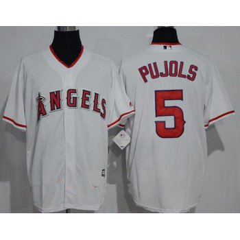 Men's Los Angeles Angels of Anaheim #5 Albert Pujols White Home Stitched MLB Majestic Cool Base Jersey