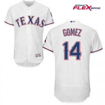 Men's Texas Rangers #14 Carlos Gomez White Home Stitched MLB Majestic Flex Base Jersey