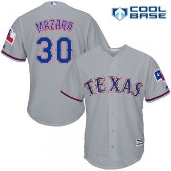 Men's Texas Rangers #30 Nomar Mazara Gray Road Stitched MLB Majestic Cool Base Jersey