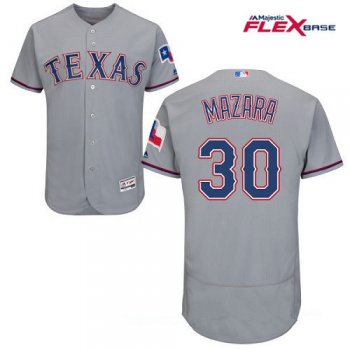 Men's Texas Rangers #30 Nomar Mazara Gray Road Stitched MLB Majestic Flex Base Jersey