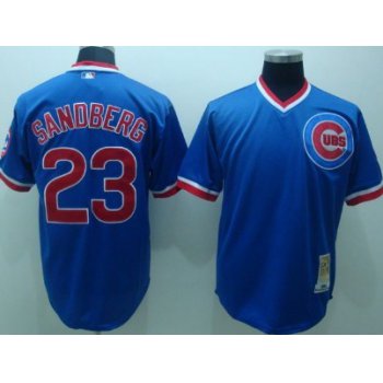 Chicago Cubs #23 Ryne Sandberg 1984 Blue Throwback Jersey