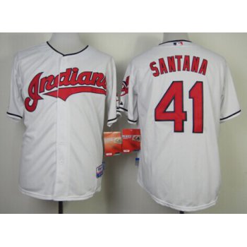 Cleveland Indians #41 Carlos Santana White Jersey