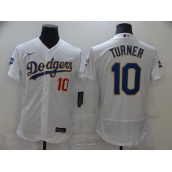 Men Los Angeles Dodgers 10 Turner White Elite 2021 Nike MLB Jersey