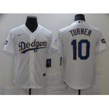 Men Los Angeles Dodgers 10 Turner White Game 2021 Nike MLB Jersey