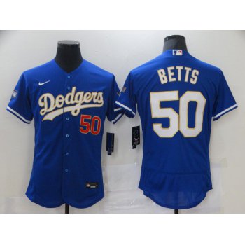 Men Los Angeles Dodgers 50 Betts Blue Elite 2021 Nike MLB Jersey