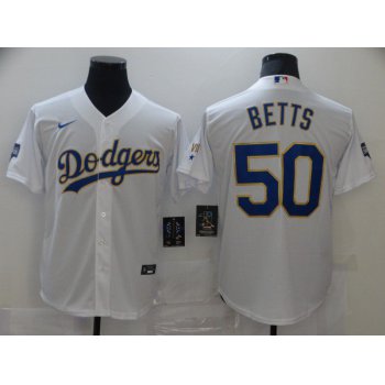 Men Los Angeles Dodgers 50 Betts White Game 2021 Nike MLB Jerseys
