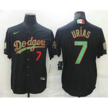 Men's Los Angeles Dodgers #7 Julio Urias Black Green Mexico 2020 World Series Stitched MLB Jersey