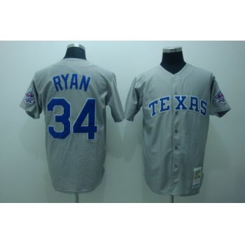 Texas Rangers #34 Nolan Ryan 1993 Gray Throwback Jersey