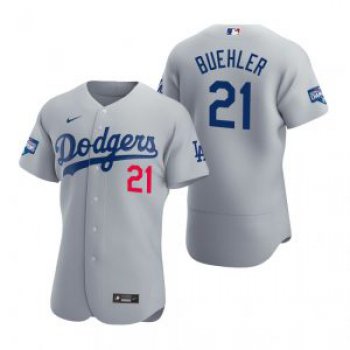 Los Angeles Dodgers #21 Walker Buehler Gray 2020 World Series Champions Jersey