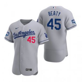 Los Angeles Dodgers #45 Matt Beaty Gray 2020 World Series Champions Jersey