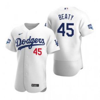 Los Angeles Dodgers #45 Matt Beaty White 2020 World Series Champions Jersey