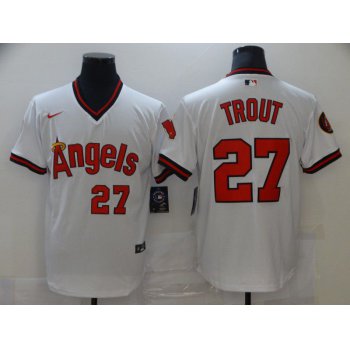Men's Los Angeles Angels Of Anaheim #27 Mike Trout White Throwback Cooperstown Collection Stitched MLB Nike Jersey