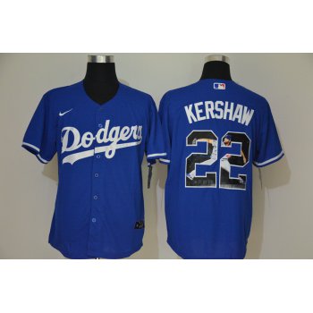 Men's Los Angeles Dodgers #22 Clayton Kershaw Blue Unforgettable Moment Stitched Fashion MLB Cool Base Nike Jersey