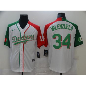 Men's Los Angeles Dodgers #34 Fernando Valenzuela White Mexican Heritage Culture Night Nike Jersey