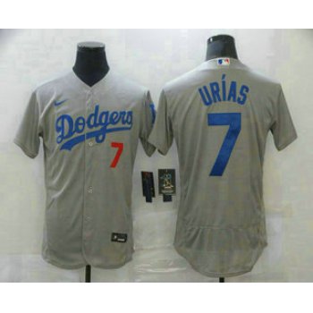 Men's Los Angeles Dodgers #7 Julio Urias Grey With Dodgers Stitched MLB Flex Base Jersey