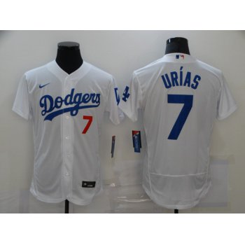 Men's Los Angeles Dodgers #7 Julio Urias White Stitched MLB Flex Base Jersey