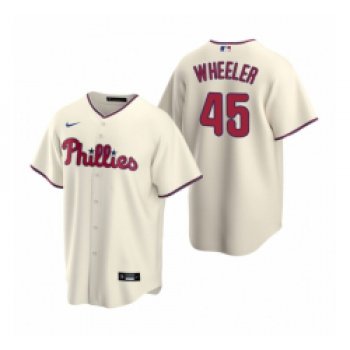 Mens Nike Philadelphia Phillies 45 Zack Wheeler Cream Alternate Stitched Baseball Jersey