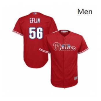 Mens Philadelphia Phillies 56 Zach Eflin Replica Red Alternate Cool Base Baseball Jersey
