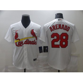 Men's St. Louis Cardinals #28 Nolan Arenado White Stitched MLB Cool Base Nike Jersey