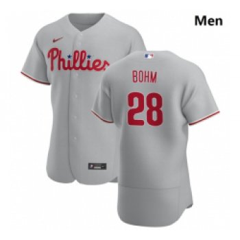 Philadelphia Phillies 28 Alec Bohm Men Nike Gray Road 2020 Authentic Player MLB Jersey