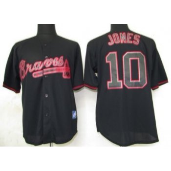 Atlanta Braves #10 Chipper Jones Black Fashion Jersey