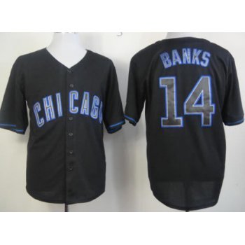 Chicago Cubs #14 Ernie Banks Black Fashion Jersey