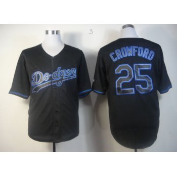 Los Angeles Dodgers #25 Carl Crawford Black Fashion Jersey