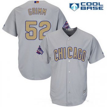 Men's Chicago Cubs #52 Justin Grimm Gray World Series Champions Gold Stitched MLB Majestic 2017 Cool Base Jersey