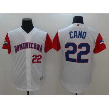 Men's Dominican Republic Baseball #22 Robinson Cano Majestic White 2017 World Baseball Classic Stitched Authentic Jersey