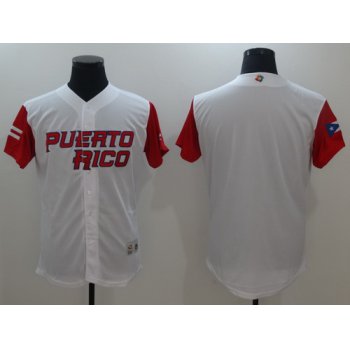 Men's Puerto Rico Baseball Majestic White 2017 World Baseball Classic Blank Team Jersey