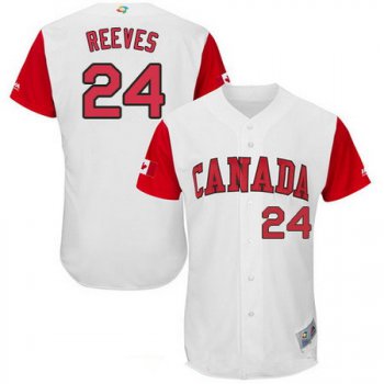 Men's Team Canada Baseball Majestic #24 Mike Reeves White 2017 World Baseball Classic Stitched Authentic Jersey