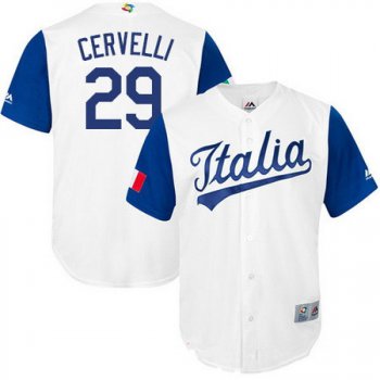 Men's Team Italy Baseball Majestic #29 Francisco Cervelli White 2017 World Baseball Classic Stitched Replica Jersey