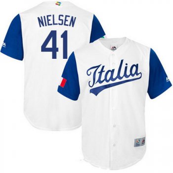 Men's Team Italy Baseball Majestic #41 Trey Nielsen White 2017 World Baseball Classic Stitched Replica Jersey