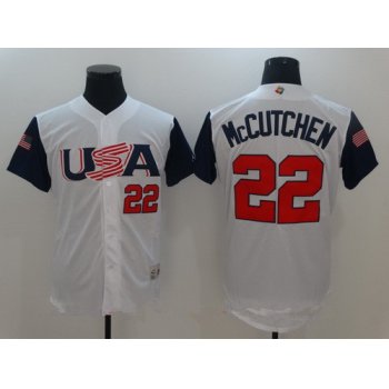 Men's Team USA Baseball Majestic #22 Andrew McCutchen White 2017 World Baseball Classic Stitched Authentic Jersey