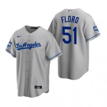 Los Angeles Dodgers #51 Dylan Floro Gray 2020 World Series Champions Replica Jersey