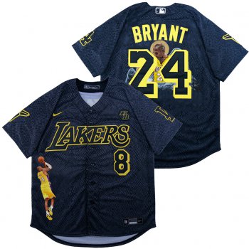 Men's Los Angeles Dodgers #8 #24 Kobe Bryant Black With Lakers Cool Base Stitched MLB Fashion Jersey