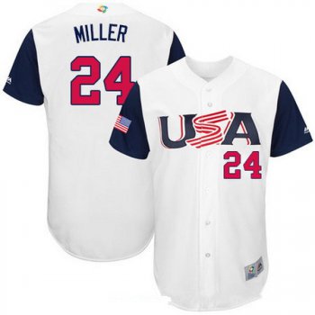 Men's Team USA Baseball Majestic #24 Andrew Miller White 2017 World Baseball Classic Stitched Authentic Jersey