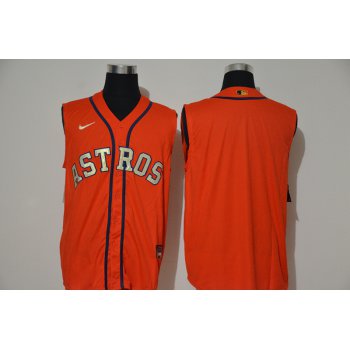 Men's Houston Astros Blank Orange Gold 2020 Cool and Refreshing Sleeveless Fan Stitched MLB Nike Jersey
