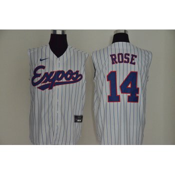 Men's Montreal Expos #14 Pete Rose White Cooperstown Collection 2020 Cool and Refreshing Sleeveless Fan Stitched MLB Nike Jersey