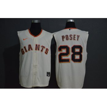Men's San Francisco Giants #28 Buster Posey Cream 2020 Cool and Refreshing Sleeveless Fan Stitched MLB Nike Jersey