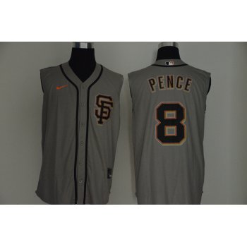 Men's San Francisco Giants #8 Hunter Pence Gray 2020 Cool and Refreshing Sleeveless Fan Stitched MLB Nike Jersey