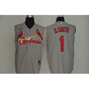 Men's St. Louis Cardinals #1 Ozzie Smith Gray 2020 Cool and Refreshing Sleeveless Fan Stitched MLB Nike Jersey