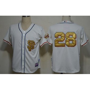 San Francisco Giants #28 Buster Posey Cream With Gold SF Edition Jersey