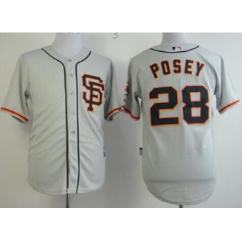 San Francisco Giants #28 Buster Posey Gray SF Edition Jersey