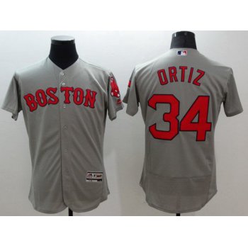 Men's Boston Red Sox #34 David Ortiz Gray Flexbase 2016 MLB Player Jersey