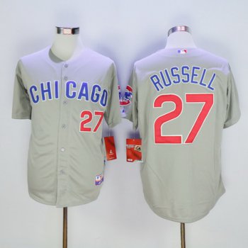 Men's Chicago Cubs #27 Addison Russell Gray Road Cool Base Baseball Jersey